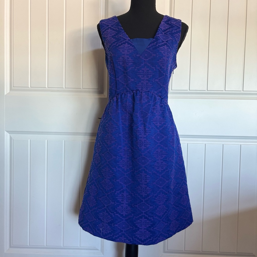 Maeve Royal Blue Geometric Midi Dress